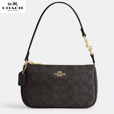 Coach Nolita 19 из фирменной канвас, золото, грецкий орех, черный