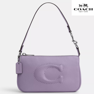 Coach Nolita 19 гладкая кожа, серебро на cветло-фиолетовом