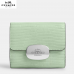 Coach Eliza Small Wallet Lizard-embossed leather Silver/Pale Green