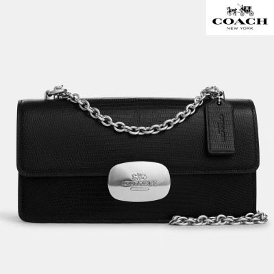 Coach Eliza Flap Crossbody Leather Silver/Black