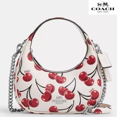 Coach Carmen Mini Crossbody Bag With Cherry Print leather/Silver/Chalk Multi