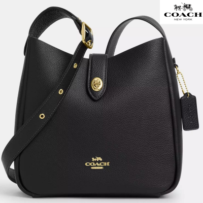 Coach Hadley Convertible Crossbody Bag pebbled leather/Gold/Black