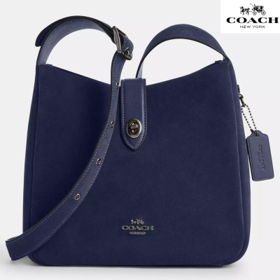 Coach  コーチ ハドリー コンバーチブル クロスボディ スエード/ブラック アンティーク ニッケル/青色