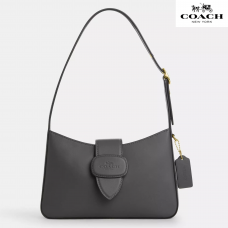 Сумка через плечо Coach Eliza с застежкой-молнией, гладкая кожа серая с золотом