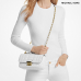 Michael KORS Tribeca Small Quilted Lizard Embossed Leather Shoulder Bag Optic White