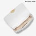 Michael KORS Tribeca Small Quilted Lizard Embossed Leather Shoulder Bag Optic White