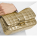 Michael KORS Tribeca Small Quilted Lizard Embossed Leather Shoulder Bag Pale Gold