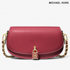 Michael KORS Mila スモール レザー ショルダーバッグ 赤色/ゴールド