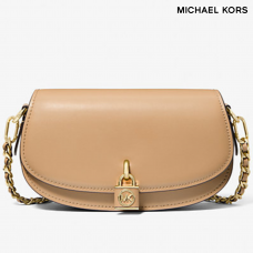 Michael KORS Mila スモール レザー ショルダーバッグ ベージュ /ゴールド