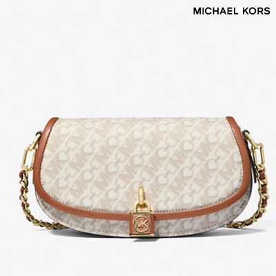 Michael KORS Mila Small Empire Signature Logo Shoulder Bag VANILLA/LUGGAGE