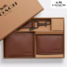 Coach 箱入り 3 イン 1男性用財布  ギフト セット スムースレザー/ダークサドル