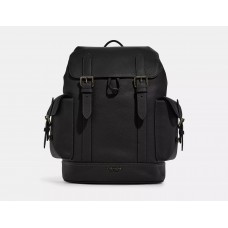Coach Hudson Backpack for men, pebble leather, Gunmetal/BLACK
