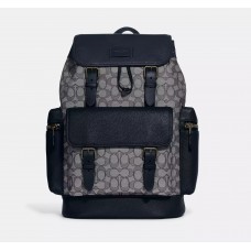 Coach Sprint Backpack In Signature Jacquard Black Antique Nickel/Navy/Midnight