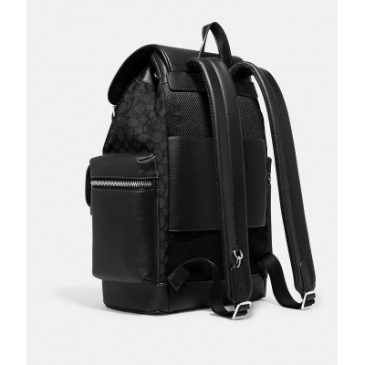 Man Coach Sprint Backpack In Signature Jacquard Charcoal Black | wiklev.com