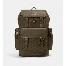 Coach Sprint Backpack In Signature Jacquard Silver/Olive Drab/Utility Green
