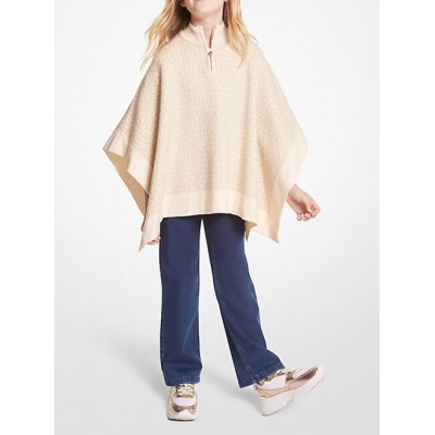 MICHAEL KORS KIDS Metallic Logo Knit Cape COLOR: IVORY