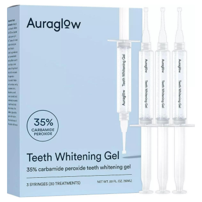 AuraGlow Комплект из 3 шприцов по 5 мл Отбеливающего геля для зубов, 35% перекись карбамида
