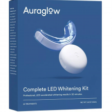 AuraGlow Teeth Whitening Kit, LED Light, 35% Carbamide Peroxide, 2 x 5ml Gel Syringes, Tray and Case