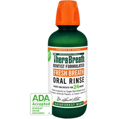 TheraBreath 24-Hour Fresh Breath Oral Rinse, Rainforest Mint / Ополаскиватель для полости рта 24 часа Свежее Дыхание, мята тропических лесов, 473 мл