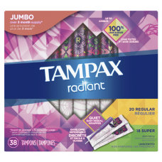 Tampax Radiant Tampons Duo Pack Jumbo (обычный / супер ), без запаха, 38 штук