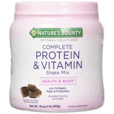 Nature's Bounty, Optimal Solutions, Смесь для приготовления напитков с коллагеном, богатая протеинами и витаминами, изысканный шоколад (453 г)