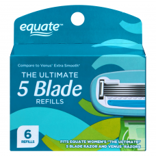Equate The ULTIMATE 5 Blade Cartridges / Сменные кассеты с 5-ю лезвиями для женской бритвы Equate, 6 шт.