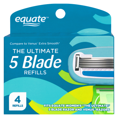Equate The ULTIMATE 5 Blade Cartridges / Сменные кассеты с 5-ю лезвиями для женской бритвы Equate, 4 шт.