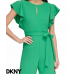 DKNY Women's Keyhole-Neck Flutter-Sleeve Belted Jumpsuit APPLE GREEN