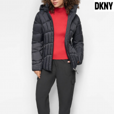 DKNY Women's Hooded Lightweight Puffer Black