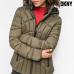 DKNY Women's Hooded Lightweight Puffer Green