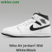 Nike Men's Shoes Air Jordan 1 Mid, White/White/Black/Black