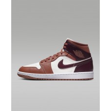 Кроссовки Nike Air Jordan 1 Mid женские/ унисекс оригинальные, Белые с бордовым