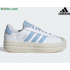 Кроссовки Adidas VL Court Bold белые с голубым на платформе