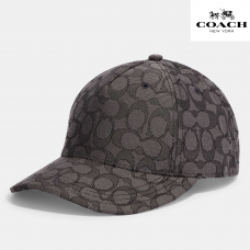 Бейсбольная кепка Coach с фирменном принтом, жаккард, угольного цвета