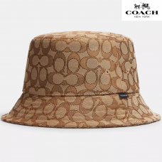 Шляпа-панама с опущенными полями Жаккардовая Coach, бежевая