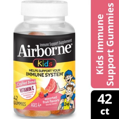 AirBorn жевательные конфеты для детей с витамином С, ассорти фруктовых вкусов - 42 жевательные конфеты