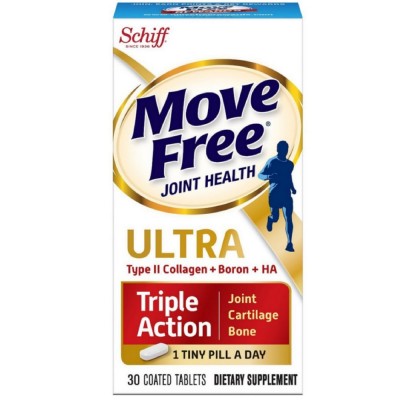 Schiff Move Free Ultra Triple Action с добавками из коллагена, бора и HA типа II, 30 каплет