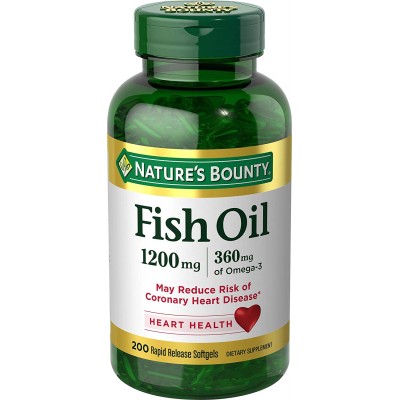 Nature's Bounty Fish Oil Omega-3, Рыбий жир Омега -3, 1200 мг, 200 капсул